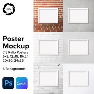2x3 Ratio Poster Mockup Bundle: Art Print Display (JPEG, PNG, PSD)