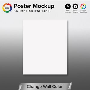 5:6 Ratio Poster Mockup - Art Print Mockup for 10x12, 15x18, 20x24 and 30x36, Wall Art Mockup, Canvas Mockup, Change Color - PSD, Jpg & Png