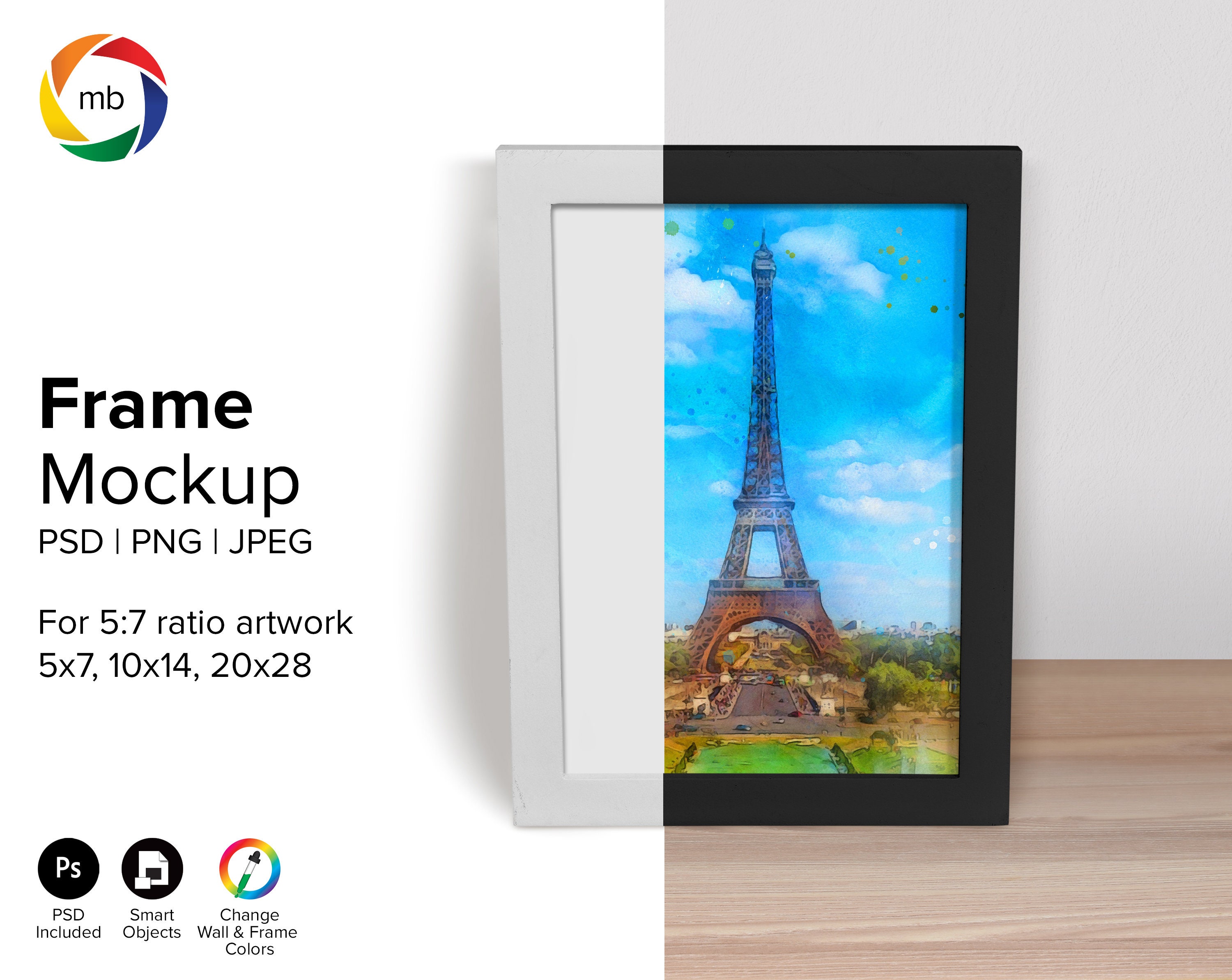 57 Ratio FRAME MOCKUP Psd White Frame Mockup for 5x7 Etsy