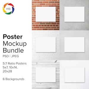 5:7 Ratio Poster Mockup Bundle - Art Print Mockup for 5x7, 10x14, 20x28, Wall Art Mockup, Painting Mockup, Canvas Mockup - PSD & Jpg