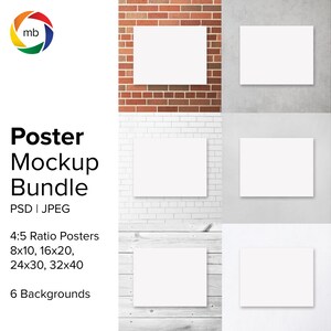 4:5 Ratio Poster Mockup Bundle - Art Print Mockup for 8x10, 16x20, 24x30, 32x40, Canvas Mockup, Painting Mock Up  - PSD & JPG
