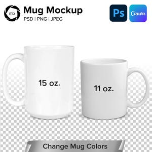 Mug Mockup: 11oz & 15oz Coffee Mug (PSD, PNG, JPG)