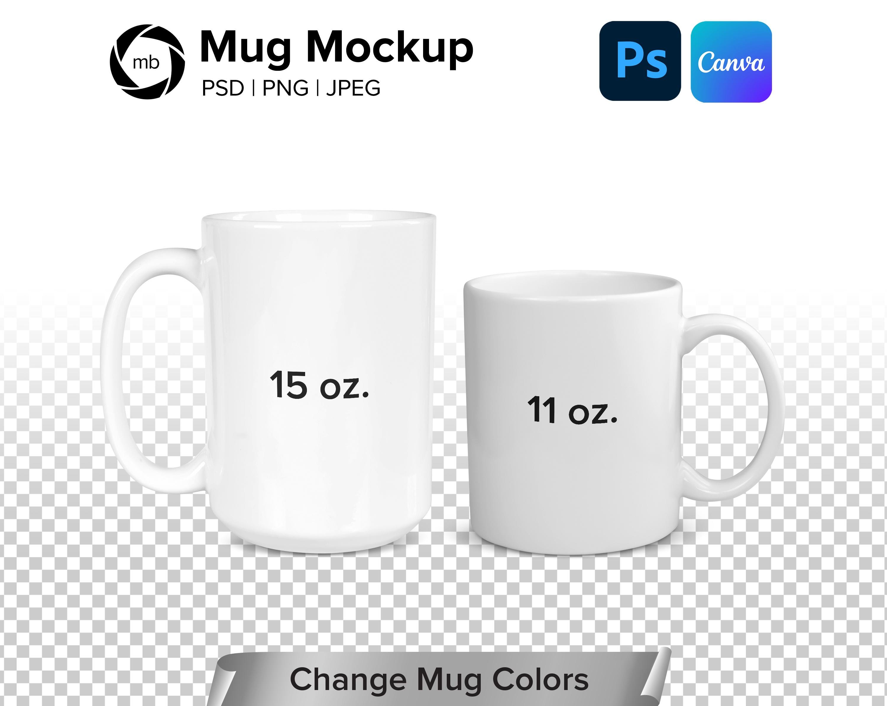 Mug Mockup 11oz & 15oz - Two Mug Mockup, Mug Mockup PSD, Mockup Mug, Coffee Mug Mockup White Background, Mug png, Mock Up - PSD, PNG, Jpg