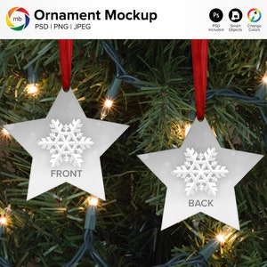 Star Ornament Mockup: Double Sided Christmas Design (PSD, PNG, JPG)