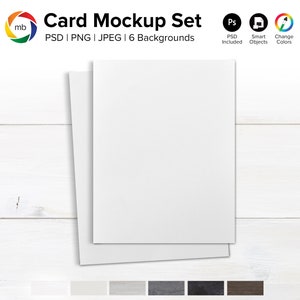 A2 Greeting Card Mockup Bundle with Envelope, Thank You Card Mock-Up, Rustic Wedding Invitation Mockup, Birthday Card Mockup - PSD, PNG, JPG