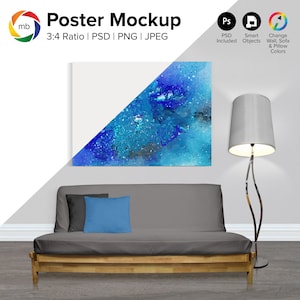 3:4 Ratio LIVING ROOM MOCKUP - Interior Mockup, Artwork Mockup, Poster Mockup, Blank Wall Mockup, Empty Wall Mockup - Psd, Png & Jpeg
