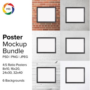 4:5 Ratio Poster Mockup Bundle - Art Print Mockup for 8x10, 16x20, 24x30, 32x40, Canvas Mockup, Horizontal Mockup  - PSD, PNG, Jpg