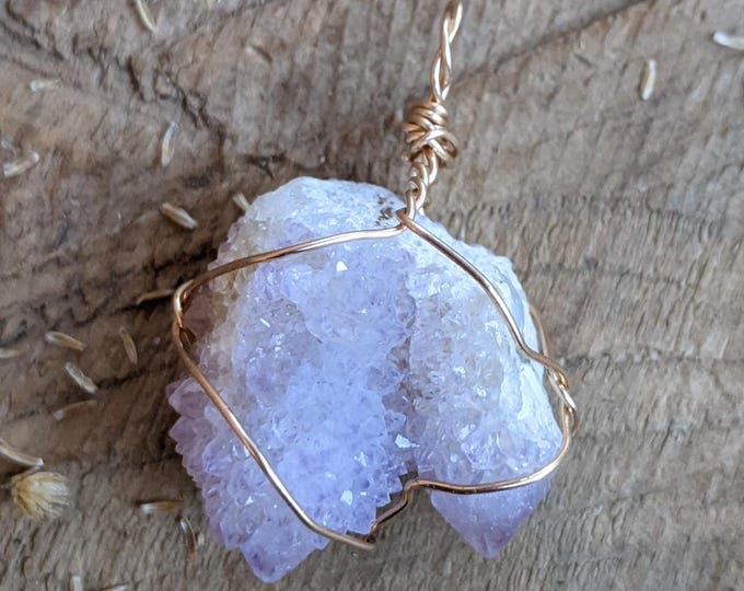 Spirit Amethyst crystal pendant, cactus quartz crystal pendant, natural raw rough twin amethyst necklace, chunk sparkle spirit amethyst neck