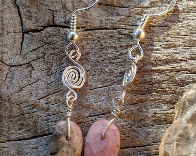 Sterling Silver Swirly rhodocrosite earings