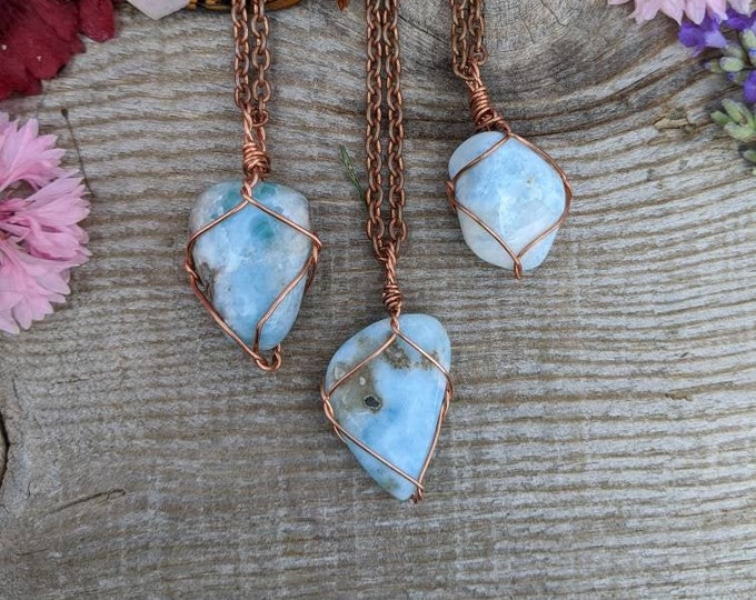 polished larimar pendant, natural larimar pendant, larimar necklace, larimar stone, blue larimar, high quality larimar, natural larimar