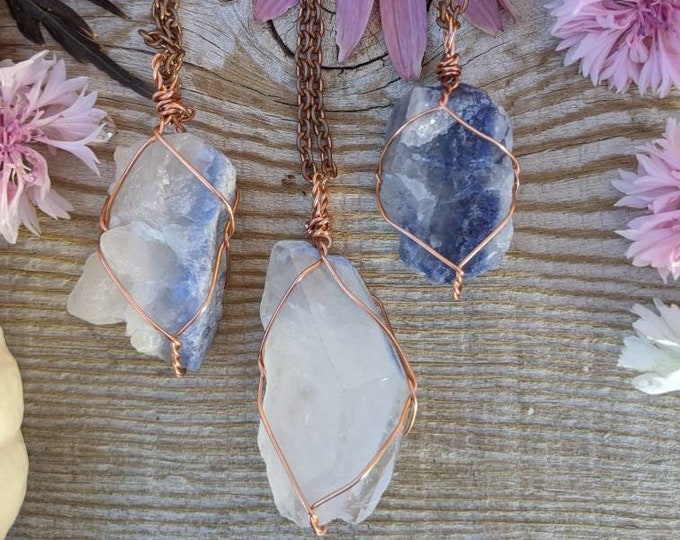 Blue quartz pendant, raw natural rough blue quartz necklace, Dumortierite quartz pendant, raw high quality Dumortierite crystal pendant, Dum