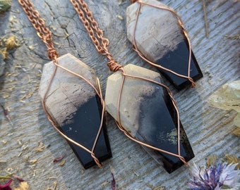 Petrfied Palm Root Crystal Pendant boho pendant antique toned wire gemstone pendant