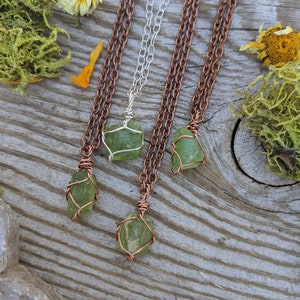 Terminated peridot crystal pendants, copper peridot necklace, silver peridot pendant, natural peridot point, peridot jewelry, olivine neckla