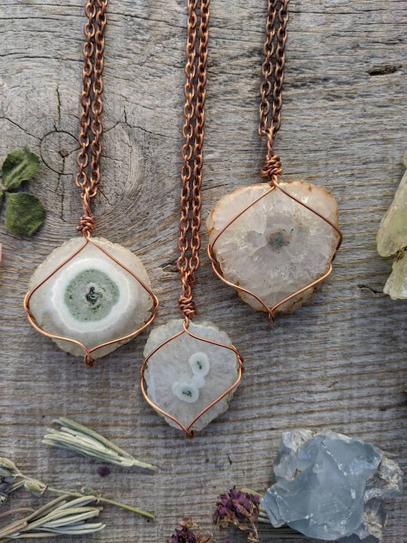 Solar Quartz Pendant Natural Solar Quartz Crystal Pendant Quartz Stalactite Pendant Quartz Crystal Necklace Sliced Quartz Cluster Nat