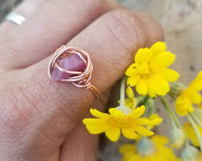 Raw Ruby ring, raw red ruby ring, rough ruby ring, natural ruby ring, ruby crystal real, authentic ruby, genuine ruby, birthstone ring