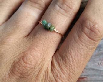 Emerald Crystal ring- made to order. Raw natural authentic genuine earth made Emerald green