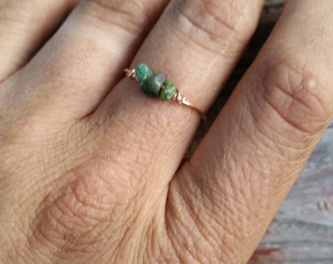 Emerald Crystal ring- made to order. Raw natural authentic genuine earth made Emerald green