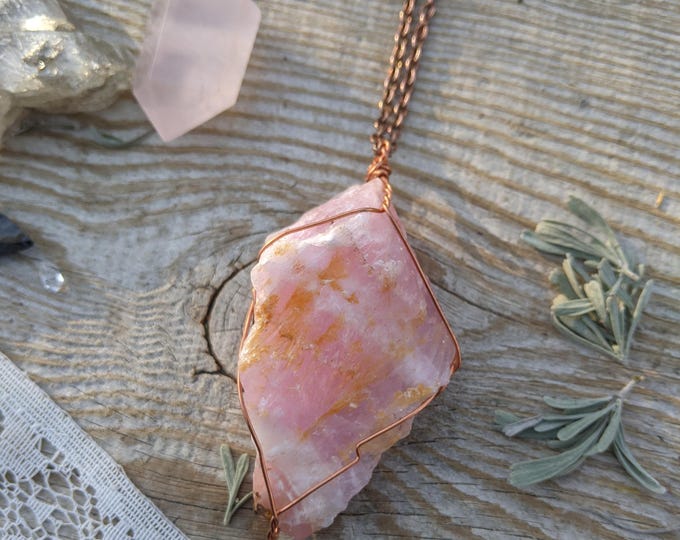 XXL PINK aragonite crystal pendant, pink aragonite decoration, crystal home decor, natural pink aragonite, raw rough pink aragonite, large s