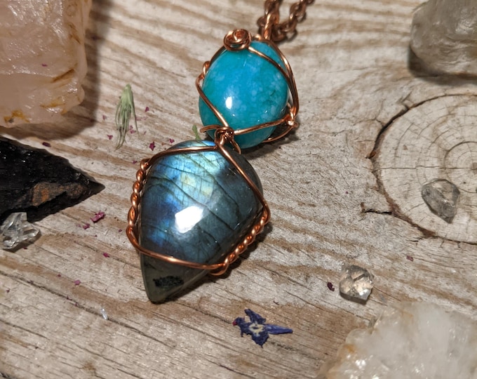 amazonite and labradorite pendant, natural labradorite crystal pendant, natural amazonite pendant, high quality rainbow labradorite crystal