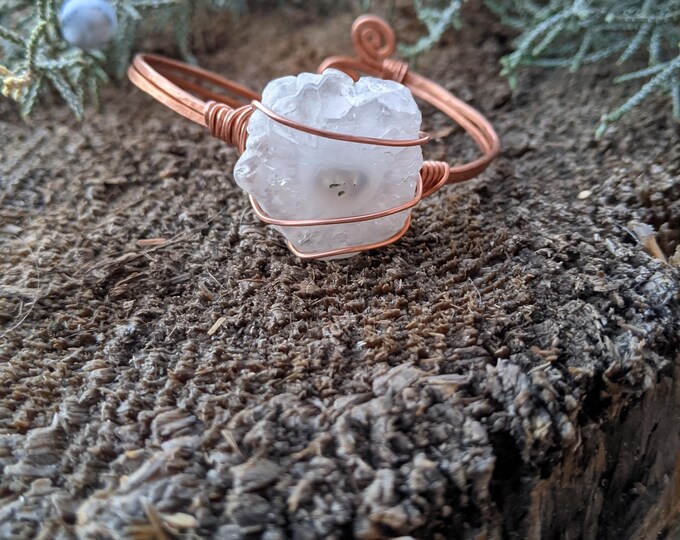 Solar quartz crystal bracelet, quartz stalactite crystal bracelet, quartz cuff bracelet, natural solar quartz bracelet, natural quartz crys