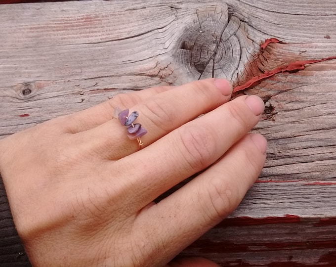 Charoite Crystal Ring – Custom Dainty Purple Crystal Jewelry, Made to Order, Cute Charlotte Ring, Handmade Crystal Ring, Purple natural char
