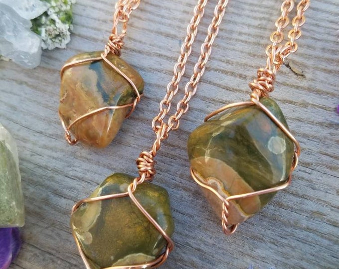 Rhyolite jasper crystal pendant, rhyolite jasper pendant, jasper necklace, green jasper stone, jasper jewelery, natural crystal pendant,