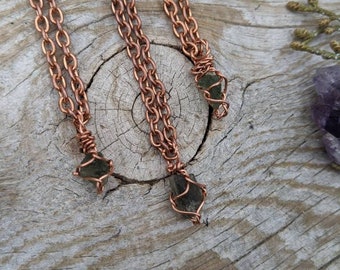Genuine moldavite crystal pendant wire wrapped in pure copper, authentic moldavite, natural moldavite necklace, moldavite pendant, tektite