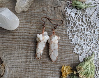Pure copper spirit quartz earrings, natural spirit quartz crystal earrings, white spirit quartz earrings, spirit citrine, raw spirit quartz