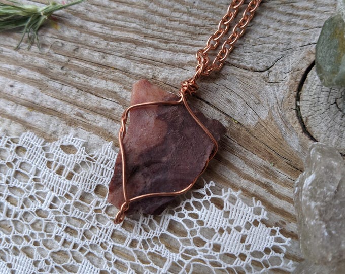 Red jasper pendant, raw rough all natural red jasper chunk pendant, large red jasper necklace, natural rough jasper crystal, red crystal