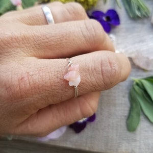 Pink opal crystal ring, made to order  sterling silver pink opal ring, bronze pink opal ring, pink crystal ring natural raw authentic opal