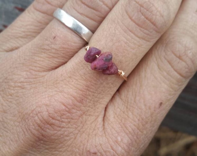 Ruby raw crystal gemstone Crystal ring- made to order orange natural raw