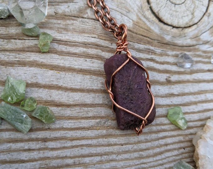 XL raw rough all natural ruby crystal pendant, natural raw ruby necklace, raw ruby specimen, cute ruby necklace, natural ruby crystal pendan