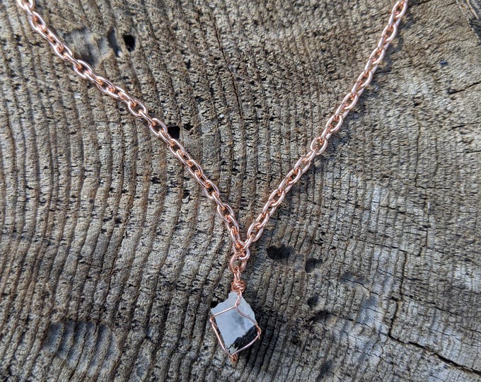 18" Dainty Moonstone Crystal Necklace, solid copper rainbow moonstone necklace, dainty crystal necklace, natural raw crystal necklace, daint