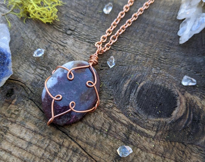 Rubelite pendant, pink tourmaline pendant, rubelite in matrix, pink tourmaline in matrix crystal pendant