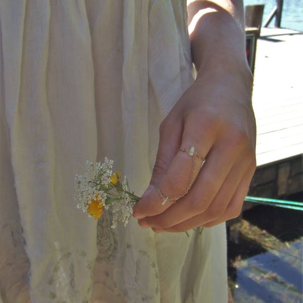 Crystal Slave Ring dubbele knokkel kristallen ring met ketting kies je de kristallen! GRATIS Verzending van alle natuurlijke grote verscheidenheid aan kristallen