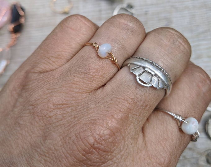 Rainbow opal ring, rainbow opal crystal ring, white opal ring, natural polished opal, authentic natural opal, australian opal ring made to o