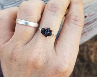 Black tourmaline ring made to order, natural authentic black tourmaline crystal ring