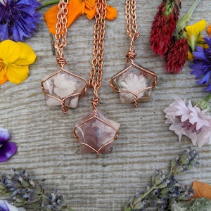 Flower Agate Crystal Star Pendant, flower agate pendant, flower agate necklace, star pendant, star necklace, pure copper, sterling silver