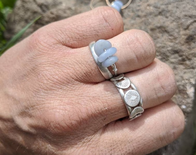 Angelite Crystal ring- made to order natural angelite ring, custom amber ring, dainty angelite ring, dainty crystal ring, stackable angelite