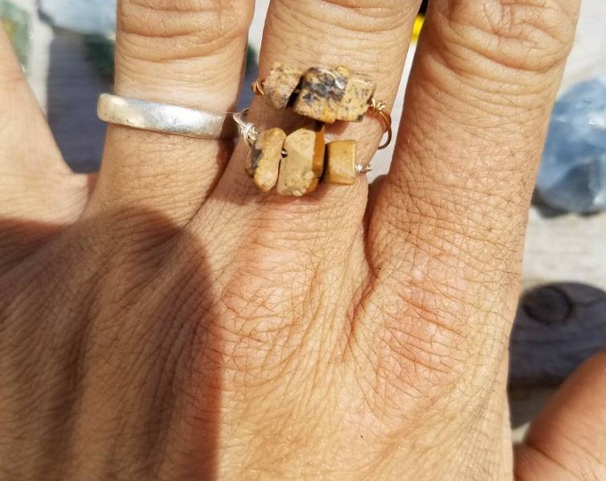Picture jasper ring- made to order custom size, dainty crystal ring