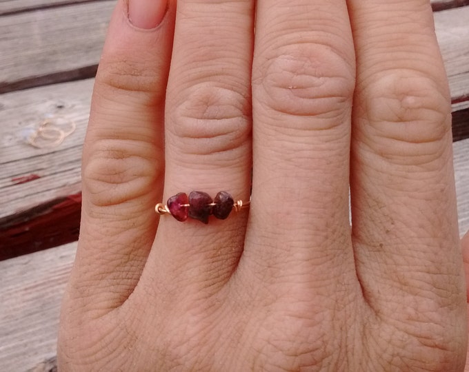 Red Garnet Crystal ring- made to order