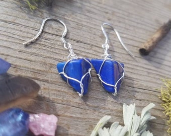 Lapis lazuli earrings, sterling silver lapis earrings, sterling silver lapis lazuli earring, denim blue lapis earrings, dark blue lapis lazu