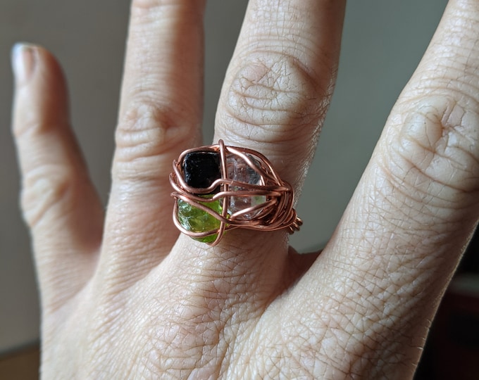 Custom crystal ring handmade with real crystals -you choose the crystals FREE SHIPPING Stackable, midi, gemstonone, natural, stackable rings