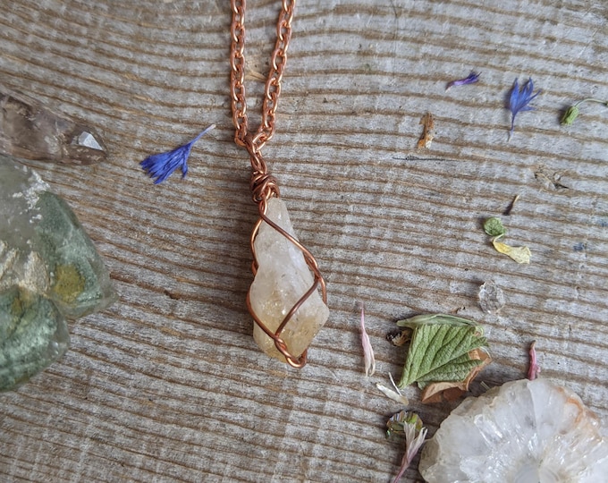Raw, rough citrine crystal pendant, yellow quartz pendant, golden citrine pendant, raw citrine necklace, handmade citrine pendant, raw cryst