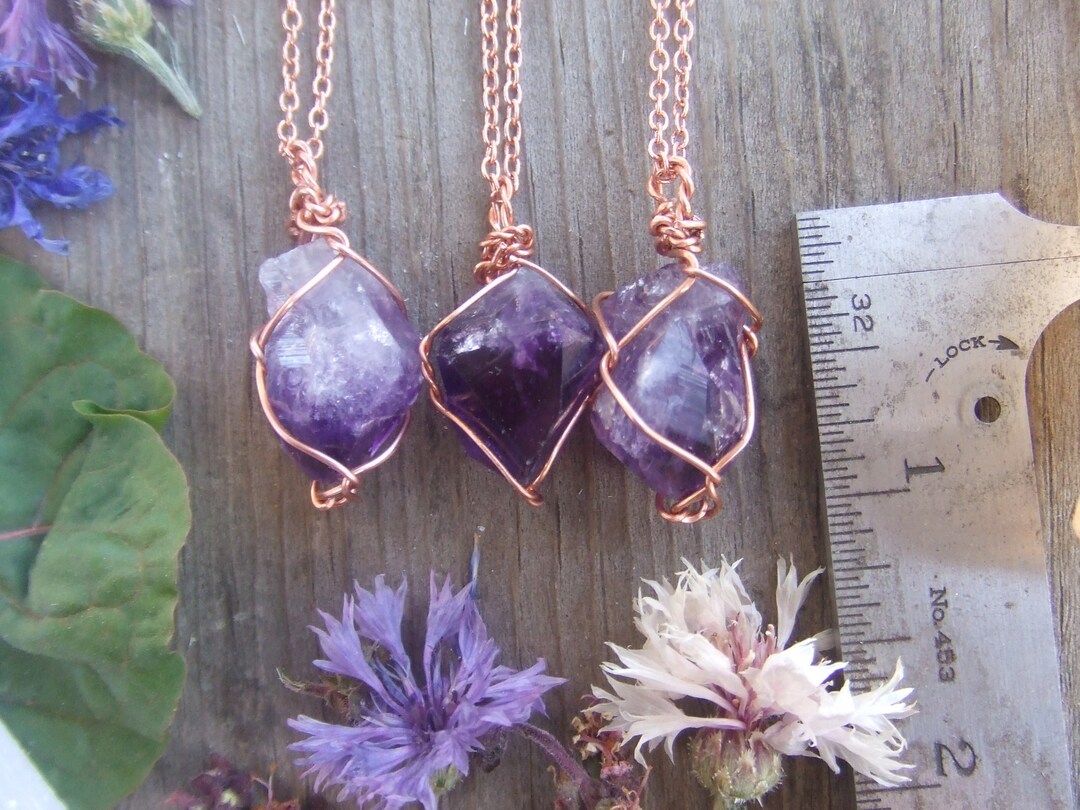 ネックレス・ペンダント [NIRO] AMETHYST PURPLE POINT PEARL NECKLACE #58 A Perfect Little Purple Amethyst Crystal Point Wrapped in