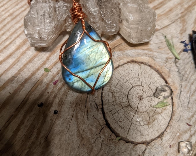 High quality rainbow labradorite raindrop necklace, natural teardrop necklace, rainbow labradorite crystal pendant, labradorite necklace, fl