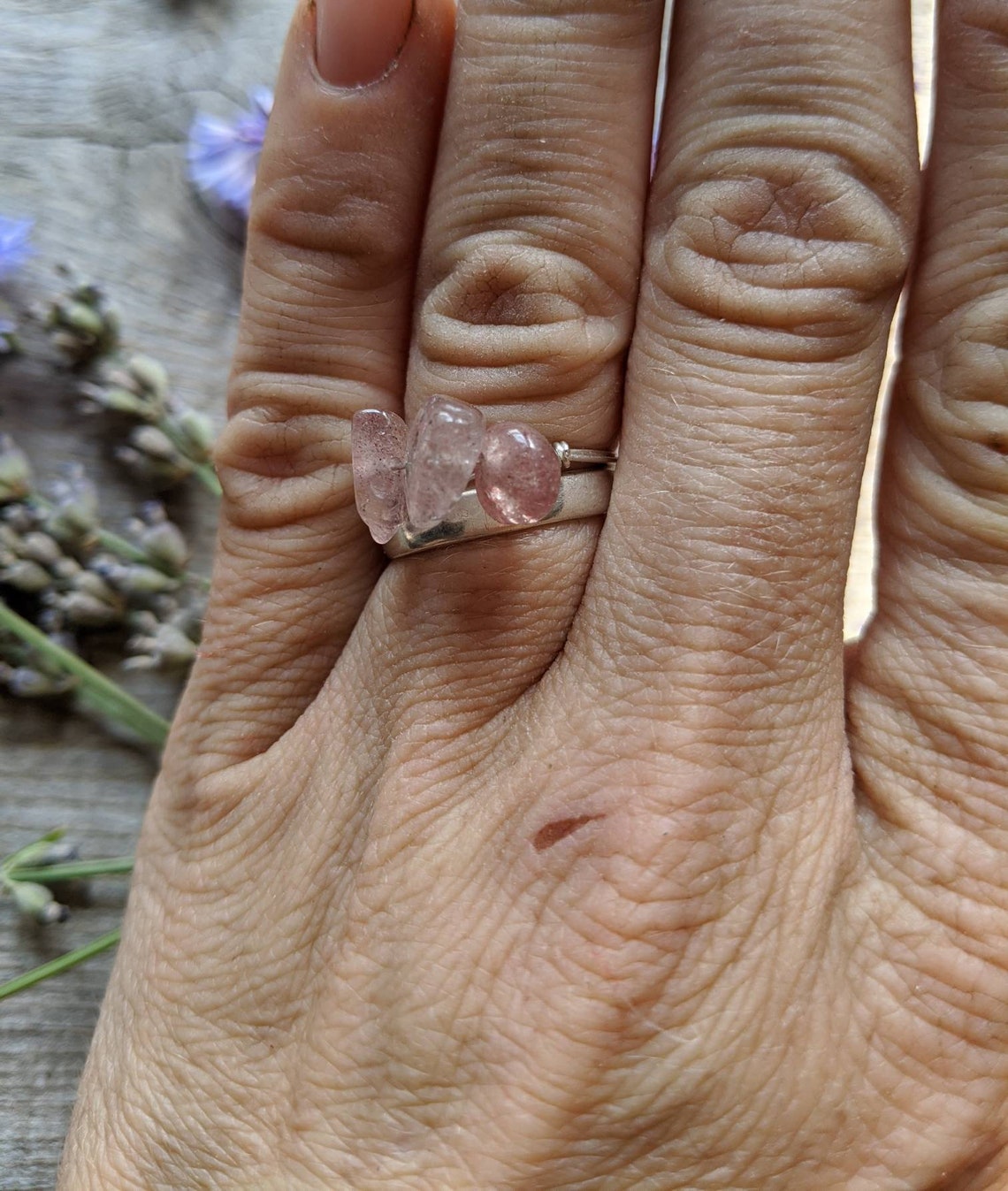 Strawberry Quartz Ring made to order dainty strawberry Etsy