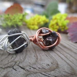 Raw meteorite ring, copper meteor ring, space ring, sterling silver meteor ring, natural meteorite, tektite ring, outter space meteor ring