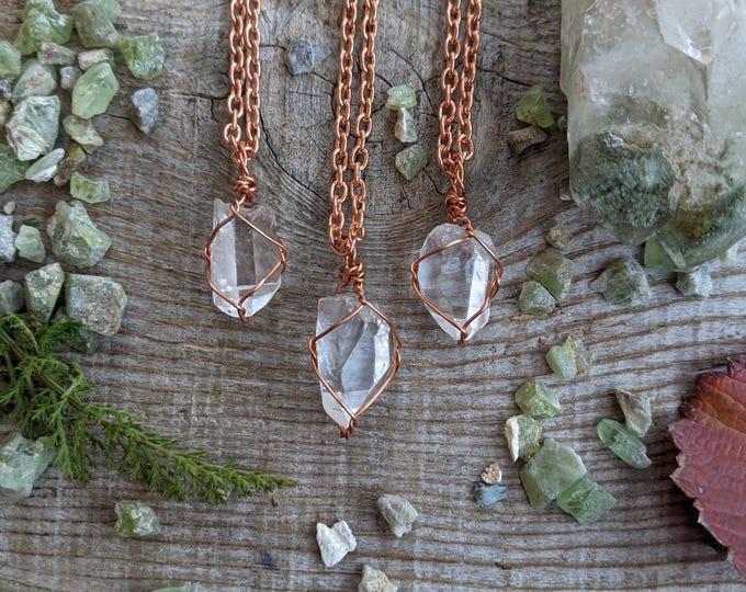 Small Clear quartz crystal pendant, Raw rough all natural clear quartz crystal pendant, special size, limited supply crystal clear crystal q