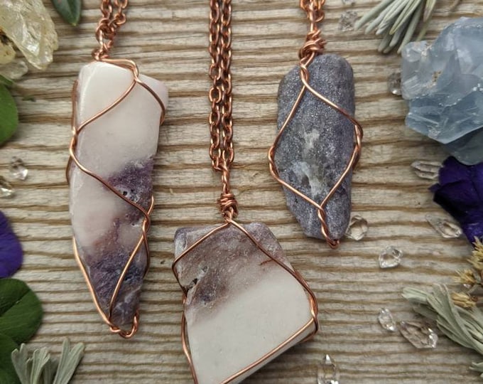 Tiffany stone crystal pendant, tiffany stone necklace, natural purple and white tiffany stone, natural crystal pendant, purple tiffany stone